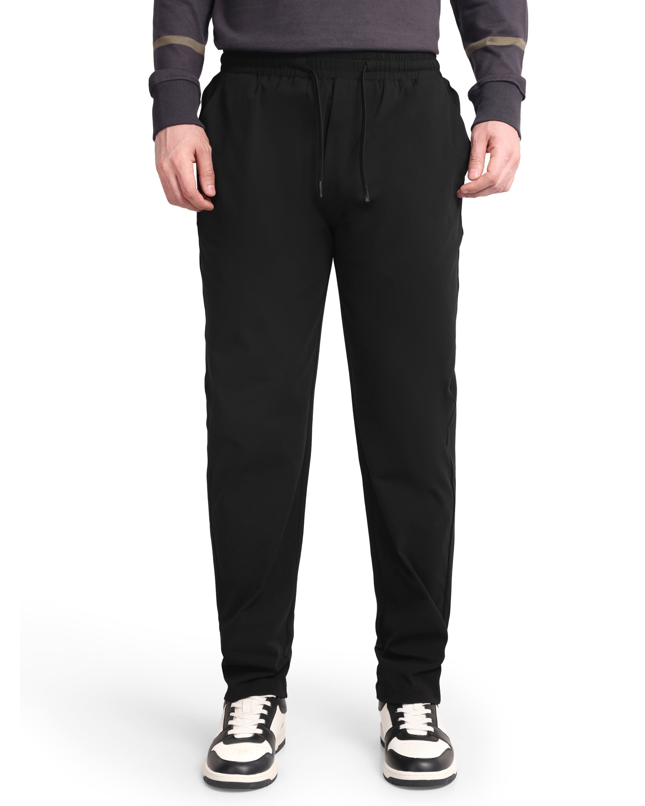 Men Solid Performance Drawstring Waist Tapered Fit TrackPant for Sports, Running & Training