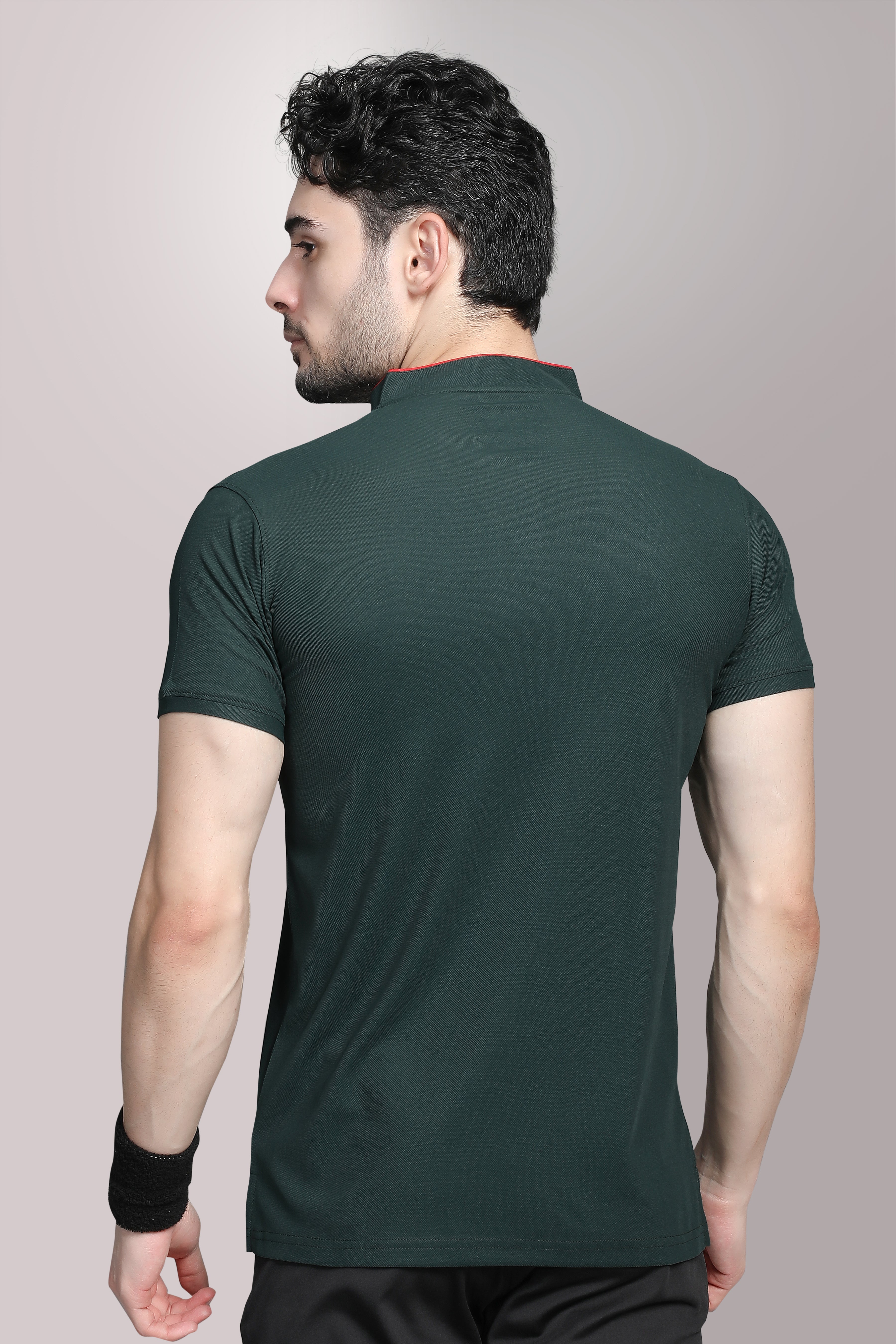 Solid Activewear Half Sleeve Sports T-Shirt - Bottle Green