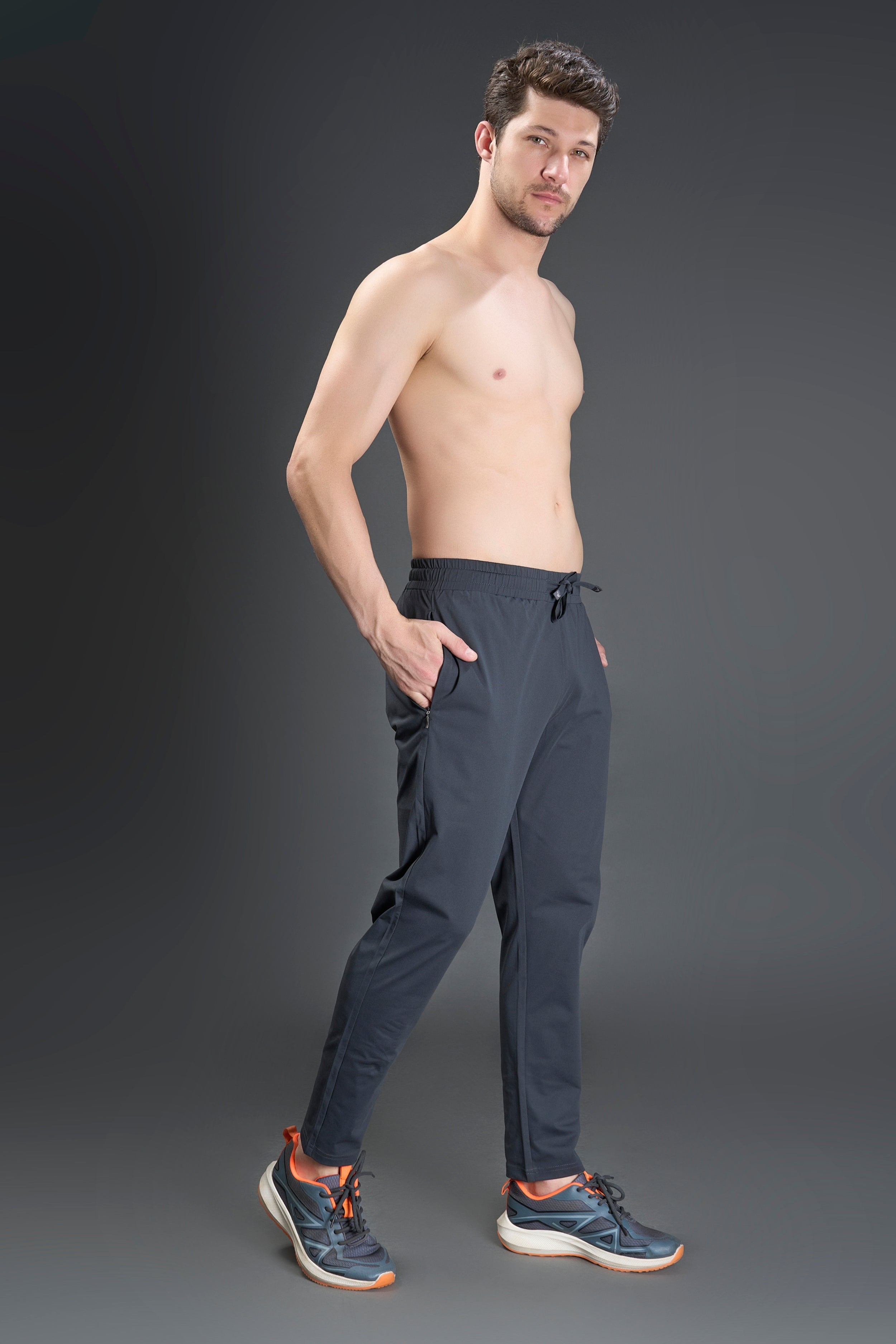 Dark Gray Paper Lycra Trackpant