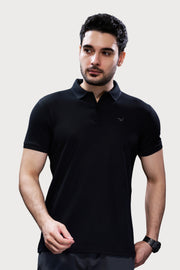WEWOK men's regular fit polo T-shirt in black