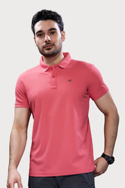 WEWOK men's regular fit polo T-shirt in coral pink