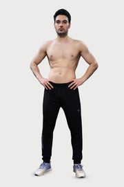 WEWOK men's tapered fitness track pants in black